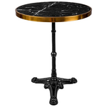 Τραπέζι Μαρμάρινο Andeket Pakoworld Μαντέμι σε Μαύρη-Χρυσή Απόχρωση  Φ57x72εκ