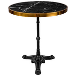 Τραπέζι Μαρμάρινο Andeket Pakoworld Μαντέμι σε Μαύρη-Χρυσή Απόχρωση Φ70x72εκ