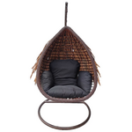 Κούνια Φωλιά με Βάση Varur Pakoworld Μέταλλο Καφέ - pe Rattan σε Καφέ- Μαύρη Απόχρωση 120x105x195εκ