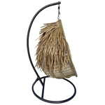 Κούνια Φωλιά με Βάση Varur Pakoworld Μέταλλο Καφέ - pe Rattan σε Μπεζ Απόχρωση 120x105x195εκ