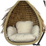 Κούνια Φωλιά με Βάση Varur Pakoworld Μέταλλο Καφέ - pe Rattan σε Μπεζ Απόχρωση 120x105x195εκ