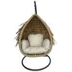 Κούνια Φωλιά με Βάση Varur Pakoworld Μέταλλο Καφέ - pe Rattan σε Μπεζ Απόχρωση 120x105x195εκ