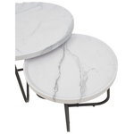 Tραπέζια Σαλονιού Crismory Pakoworld σετ 2τεμ mdf σε Απόχρωση Λευκό Μαρμάρου και Μαύρα Μεταλλικά Πόδια