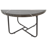 Tραπέζια Σαλονιού Crismory Pakoworld σετ 2τεμ mdf σε Απόχρωση Μαύρο Μαρμάρου και Μαύρα Μεταλλικά Πόδια