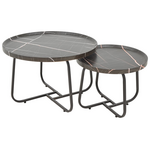 Tραπέζια Σαλονιού Crismory Pakoworld σετ 2τεμ mdf σε Απόχρωση Μαύρο Μαρμάρου και Μαύρα Μεταλλικά Πόδια