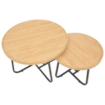 Tραπέζια Σαλονιού Crismory Pakoworld σετ 2τεμ mdf σε Φυσική Απόχρωση και Μαύρα Μεταλλικά Πόδια