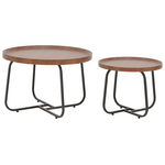 Tραπέζια Σαλονιού Crismory Pakoworld σετ 2τεμ mdf σε Καφέ Απόχρωση και Μαύρα Μεταλλικά Πόδια