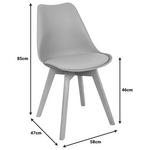 Καρέκλα Gaston Pakoworld pp-pu Μπλε Απόχρωση- Φυσικό Πόδι 58x47x85εκ