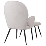 Πολυθρόνα με Υποπόδιο Qarar Pakoworld Μπουκλέ Ύφασμα σε Λευκή Απόχρωση με Μαύρα Μεταλλικά Πόδια 67.5x67.5x106εκ