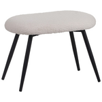 Πολυθρόνα με Υποπόδιο Qarar Pakoworld Μπουκλέ Ύφασμα σε Λευκή Απόχρωση με Μαύρα Μεταλλικά Πόδια 67.5x67.5x106εκ