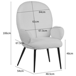 Πολυθρόνα με Υποπόδιο Qarar Pakoworld Μπουκλέ Ύφασμα σε Λευκή Απόχρωση με Μαύρα Μεταλλικά Πόδια 67.5x67.5x106εκ