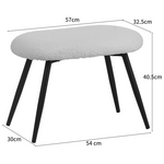 Πολυθρόνα με Υποπόδιο Qarar Pakoworld Μπουκλέ Ύφασμα σε Λευκή Απόχρωση με Μαύρα Μεταλλικά Πόδια 67.5x67.5x106εκ