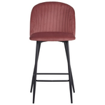 Σκαμπό Μπαρ Barow Pakoworld Βελούδο σε Σάπιο Μήλο Απόχρωση με Μαύρα Μεταλλικά Πόδια 53x46.5x96.5