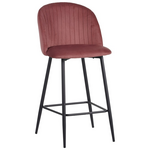 Σκαμπό Μπαρ Barow Pakoworld Βελούδο σε Σάπιο Μήλο Απόχρωση με Μαύρα Μεταλλικά Πόδια 53x46.5x96.5