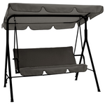 Κούνια Κήπου Globo Pakoworld Μέταλλο Μαύρο-Ύφασμα Γκρι 170x110x153εκ