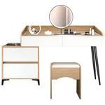 Τουαλέτα Κρεβατοκάμαρας Gammon με Σκαμπό Pakoworld mdf σε oak-Λευκό Απόχρωση 102x40x75εκ