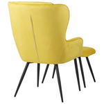 Πολυθρόνα με Υποπόδιο Rueda Pakoworld Βελούδο σε Κίτρινη Απόχρωση με Μαύρα Μεταλλικά Πόδια 71.5x66.5x99εκ