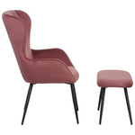 Πολυθρόνα με Υποπόδιο Rueda Pakoworld Βελούδο σε Σάπιο Μήλο Απόχρωση με Μαύρα Μεταλλικά Πόδια 71.5x66.5x99εκ