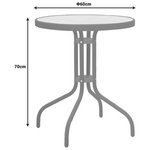 Τραπεζαρία Calan-Watson Pakoworld σετ 3τεμ Μέταλλο Σαμπανιζέ-Γυαλί Φ60x70εκ