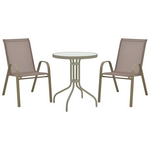 Τραπεζαρία Calan-Watson Pakoworld σετ 3τεμ Μέταλλο Σαμπανιζέ-Γυαλί Φ60x70εκ