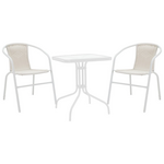 Τραπεζαρία Watson-Obbi Pakoworld Μέταλλο Λευκό- Γυαλί 70x70x70εκ