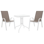 Τραπεζαρία Watson-Calan Pakoworld Μέταλλο Λευκό- Γυαλί 70x70x70εκ