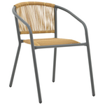 Τραπεζαρία Watson-Lindaria Pakoworld Μέταλλο Ανθρακί-Γυαλί και pe Rattan σε Φυσική Απόχρωση 70x70x70εκ