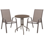 Τραπεζαρία Vergo-Calan Pakoworld σετ 3τεμ Καφέ Μέταλλο Φ60x70εκ