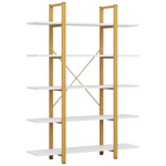 Βιβλιοθήκη Esthon Pakoworld σε Λευκή όψη Μαρμάρου με Χρυσό Μέταλλο 120x28x180εκ