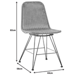 Καρέκλα Pamela Pakoworld pe Rattan σε Φυσική Απόχρωση και Μαύρα Μεταλλικά Πόδια 44x58x82εκ