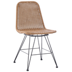 Καρέκλα Pamela Pakoworld pe Rattan σε Φυσική Απόχρωση και Μαύρα Μεταλλικά Πόδια 44x58x82εκ
