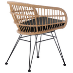Πολυθρόνα Naoki Pakoworld με Μαξιλάρι pe Rattan σε Φυσική Απόχρωση και Μαύρα Μεταλλικά Πόδια 63x61x79εκ