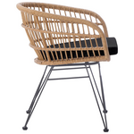 Πολυθρόνα Naoki Pakoworld με Μαξιλάρι pe Rattan σε Φυσική Απόχρωση και Μαύρα Μεταλλικά Πόδια 63x61x79εκ