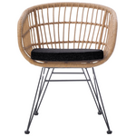 Πολυθρόνα Naoki Pakoworld με Μαξιλάρι pe Rattan σε Φυσική Απόχρωση και Μαύρα Μεταλλικά Πόδια 63x61x79εκ