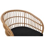 Πολυθρόνα Naoki Pakoworld με Μαξιλάρι pe Rattan σε Φυσική Απόχρωση και Μαύρα Μεταλλικά Πόδια 63x61x79εκ