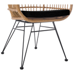 Πολυθρόνα Naoki Pakoworld με Μαξιλάρι pe Rattan σε Φυσική Απόχρωση και Μαύρα Μεταλλικά Πόδια 63x61x79εκ