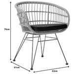 Πολυθρόνα Naoki Pakoworld με Μαξιλάρι pe Rattan σε Φυσική Απόχρωση και Μαύρα Μεταλλικά Πόδια 63x61x79εκ