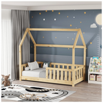 Παιδικό Κρεβάτι Bambie με Κιγκλίδωμα Τ.montessori Pakoworld Ξύλο Πεύκου σε Φυσική Απόχρωση 70x140εκ