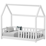 Παιδικό Κρεβάτι Bambie με Κιγκλίδωμα Τ.montessori Pakoworld Ξύλο Πεύκου σε Λευκή Απόχρωση 70x140εκ