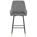 Σκαμπό bar Lithe Pakoworld Μεταλλικό Μαύρο Χρυσό-Βελούδο Γκρι 47x44x98εκ