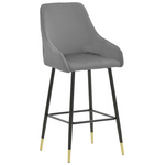 Σκαμπό bar Lithe Pakoworld Μεταλλικό Μαύρο Χρυσό-Βελούδο Γκρι 47x44x98εκ