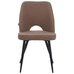 Καρέκλα Renish Pakoworld Μπουκλέ Ύφασμα σε Cappuccino Απόχρωση με Μαύρα Μεταλλικά Πόδια 61x47x91.5εκ