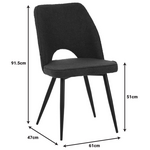 Καρέκλα Renish Pakoworld Μπουκλέ Ύφασμα σε Cappuccino Απόχρωση με Μαύρα Μεταλλικά Πόδια 61x47x91.5εκ