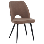 Καρέκλα Renish Pakoworld Μπουκλέ Ύφασμα σε Cappuccino Απόχρωση με Μαύρα Μεταλλικά Πόδια 61x47x91.5εκ