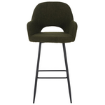 Σκαμπό Μπαρ Renish Pakoworld Μπουκλέ Ύφασμα σε Λαδί Απόχρωση με Μαύρα Μεταλλικά Πόδια 51x57x114εκ