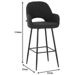 Σκαμπό Μπαρ Renish Pakoworld Μπουκλέ Ύφασμα σε Λαδί Απόχρωση με Μαύρα Μεταλλικά Πόδια 51x57x114εκ