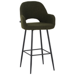 Σκαμπό Μπαρ Renish Pakoworld Μπουκλέ Ύφασμα σε Λαδί Απόχρωση με Μαύρα Μεταλλικά Πόδια 51x57x114εκ