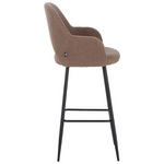 Σκαμπό Μπαρ Renish Pakoworld Μπουκλέ Ύφασμα σε Cappuccino Απόχρωση με Μαύρα Μεταλλικά Πόδια 51x57x114εκ