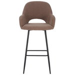 Σκαμπό Μπαρ Renish Pakoworld Μπουκλέ Ύφασμα σε Cappuccino Απόχρωση με Μαύρα Μεταλλικά Πόδια 51x57x114εκ