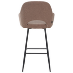 Σκαμπό Μπαρ Renish Pakoworld Μπουκλέ Ύφασμα σε Cappuccino Απόχρωση με Μαύρα Μεταλλικά Πόδια 51x57x114εκ